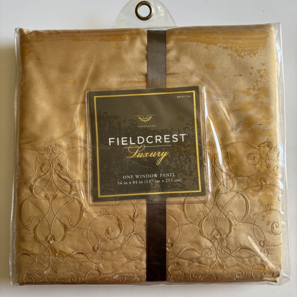 Fieldcrest Luxury Lined Gold Embroidered One Window Panel,54”x84” (137cmx213cm)
